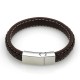 bracelet cuir noir ou marron surpiqué fil blanc