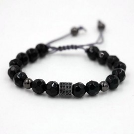 BRACELET PERLES NOIRES MULTIFACETTES