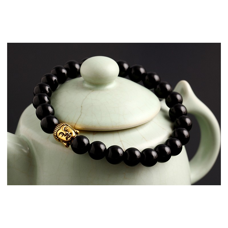 Bracelet perle noir homme