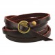 Bracelet homme en cuir style hippie noir,brun foncé ou marron