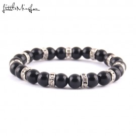 bracelet perles noires et strass