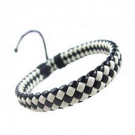 bracelet cuir "damier"