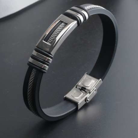 bracelet homme silicone et acier