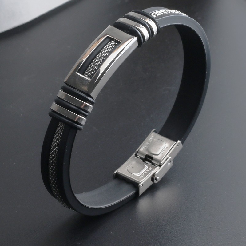 bracelet homme silicone et acier - Bracelets- homme.com